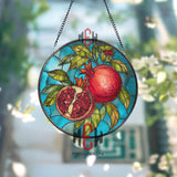 Pomegranate Stained Glass Suncatcher, Fruit Window Art, Red Floral Ornament, Kitchen Decor Gift, Vibrant Home Window Hanging