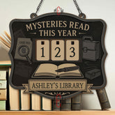 Mysteries Read This Year Tracker - Detective Theme Wooden Library Sign, Mystery Book Counter, Personalized Gift for Book Lovers