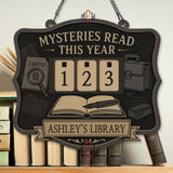 Mysteries Read This Year Tracker - Detective Theme Wooden Library Sign, Mystery Book Counter, Personalized Gift for Book Lovers