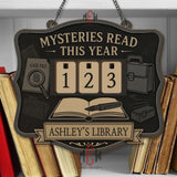 Mysteries Read This Year Tracker - Detective Theme Wooden Library Sign, Mystery Book Counter, Personalized Gift for Book Lovers