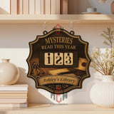 Mysteries Read This Year Tracker - Detective Keys and Letter Design, Personalized Wooden Library Sign, Mystery Book Counter, Sleuth Gift