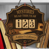 Mysteries Read This Year Tracker - Detective Keys and Letter Design, Personalized Wooden Library Sign, Mystery Book Counter, Sleuth Gift
