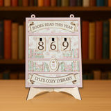 Books Read This Year Tracker - Pastel Floral Bookshelf Sign, Shabby Chic Wooden Library Decor, Personalized Reading Counter, Cozy Book Gift