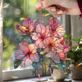 Acrylic Azalea Flower Suncatcher, Pink Floral Window Decor, Stained Glass Style Hanging Art, Spring Garden Gift, Bright Home Decoration