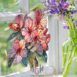 Acrylic Azalea Flower Suncatcher, Pink Floral Window Decor, Stained Glass Style Hanging Art, Spring Garden Gift, Bright Home Decoration