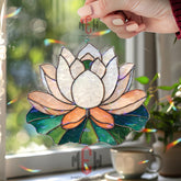 Lotus Flower Acrylic Suncatcher, Zen Window Decor, Stained Glass Style Mandala Art, Peaceful Meditation Gift for Yoga and Spa Space