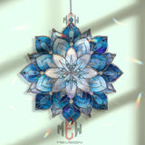 Blue Mandala Acrylic Suncatcher, Stained Glass Style Lotus Window Art, Spiritual Home Decor, Boho Gift for Meditation and Relaxation