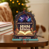 Books Read This Year Tracker - Enchanted Forest Dragon Castle Sign, Fantasy Wooden Counter, Personalized Book Lover Gift, Magical Decor