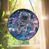 Astronaut Stained Glass Suncatcher, Space Window Hanging, Galaxy Art Sun Catcher, Cosmic Decor, Gift for Space Lover, Modern Glass Art