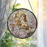 Lady Justice Stained Glass Suncatcher, Goddess Window Art, Balance Scales Sun Catcher, Feminine Glass Decor, Lawyer Gift, Symbolic Art