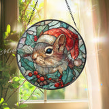 Christmas Squirrel Stained Glass Suncatcher, Holiday Window Art, Cute Animal Ornament, Winter Woodland Decor, Festive Gift Idea