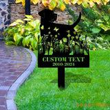 In Loving Memory Dog Stake - Name and Year Metal Sign - Personalized Monogram Dog Shape Metal Stake - Pet Loss Gift