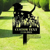 In Loving Memory Dog Stake - Name and Year Metal Sign - Personalized Monogram Dog Shape Metal Stake - Pet Loss Gift