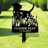In Loving Memory Dog Stake - Name and Year Metal Sign - Personalized Monogram Dog Shape Metal Stake - Pet Loss Gift