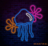 Jellyfish Neon Sign Custom Spongebob Flower Neon Light Jellyfish Decoration Neon Sign Jellyfish Wall Art Bedroom Decor