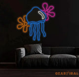 Jellyfish Neon Sign Custom Spongebob Flower Neon Light Jellyfish Decoration Neon Sign Jellyfish Wall Art Bedroom Decor