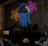 Jellyfish Neon Sign Custom Spongebob Flower Neon Light Jellyfish Decoration Neon Sign Jellyfish Wall Art Bedroom Decor