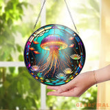 Jellyfish Suncatcher Ornament Jellyfish Glass Window Hanging Jelly Fish Sun Catcher Home Decor Coastal Room Decor Ocean