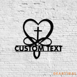 Jesus Cross Garden Sign Life Tree Metal Stake Personalized Name Yard Sign Outdoor Door Garden Decor Metal Sign