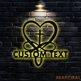 Jesus Cross Garden Sign Life Tree Metal Stake Personalized Name Yard Sign Outdoor Door Garden Decor Metal Sign