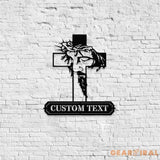 Jesus Cross Sign Christian Metal Sign Decor Personalized Christian Name Sign Outdoor Door Jesus Decor Cross Metal Sign