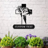 Jesus Cross Sign Christian Metal Sign Decor Personalized Christian Name Sign Outdoor Door Jesus Decor Cross Metal Sign