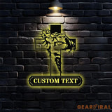 Jesus Cross Sign Christian Metal Sign Decor Personalized Christian Name Sign Outdoor Door Jesus Decor Cross Metal Sign