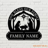 Jesus God Bless Our Family Metal Name Sign Personalized Split Letter Last Name Christian Sign Outdoor Door Hanger