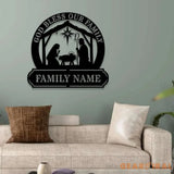 Jesus God Bless Our Family Metal Name Sign Personalized Split Letter Last Name Christian Sign Outdoor Door Hanger
