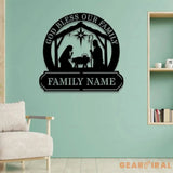 Jesus God Bless Our Family Metal Name Sign Personalized Split Letter Last Name Christian Sign Outdoor Door Hanger