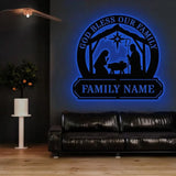 Jesus God Bless Our Family Metal Name Sign Personalized Split Letter Last Name Christian Sign Outdoor Door Hanger