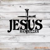 Jesus Has Rizzen Metal Wall Art with Led Light Christian Line Art Christian Wall Decor Cross Metal Sign Christian Gift,