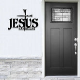 Jesus Has Rizzen Metal Wall Art with Led Light Christian Line Art Christian Wall Decor Cross Metal Sign Christian Gift,