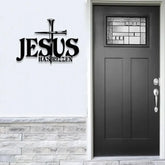 Jesus Has Rizzen Metal Wall Art with Led Light Christian Line Art Christian Wall Decor Cross Metal Sign Christian Gift,