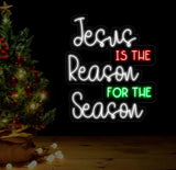 Jesus Is The Reason For The Season Neon Sign Merry Christmas Led Sign Christmas Neon Light Christmas Quote Wall Art