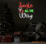 Jingle All The Way Neon Sign Merry Christmas Led Sign Christmas Neon Light Christmas Quote Wall Art Christmas House