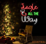 Jingle All The Way Neon Sign Merry Christmas Led Sign Christmas Neon Light Christmas Quote Wall Art Christmas House