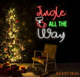 Jingle All The Way Neon Sign Merry Christmas Led Sign Christmas Neon Light Christmas Quote Wall Art Christmas House