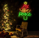 Joy Love Peace Neon Sign Merry Christmas Led Sign Christmas Neon Light Christmas Quote Wall Art Christmas Text House