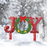 Joy Metal Yard Stake Outdoor Christmas Decor Holiday Decor Merry Christmas Sign Outdoor Christmas Decoration Patio Decor