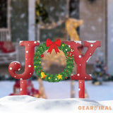 Joy Metal Yard Stake Outdoor Christmas Decor Holiday Decor Merry Christmas Sign Outdoor Christmas Decoration Patio Decor
