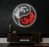 Koi Fish Neon Sign - Custom Japanese Kanji Neon Light Japan-Inspired Decor Unique LED Wall Art Perfect Halloween or
