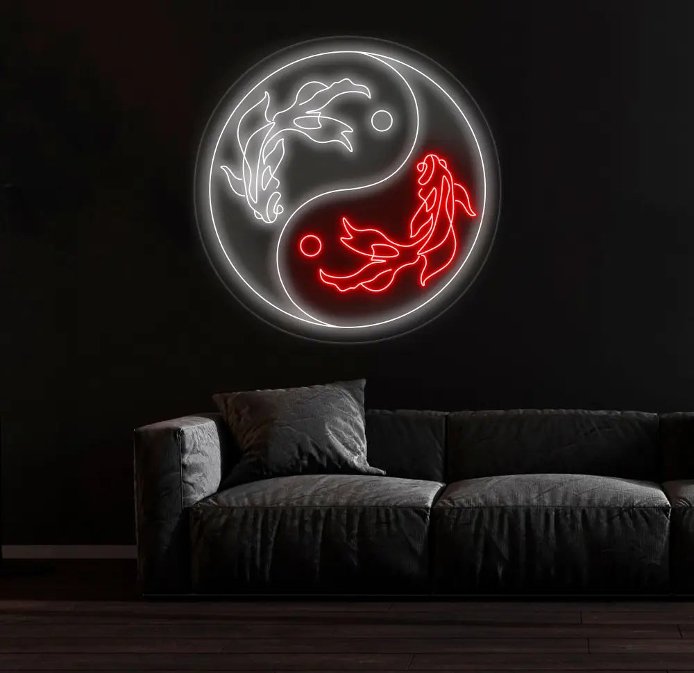 Koi Fish Neon Sign - Custom Japanese Kanji Neon Light Japan-Inspired Decor Unique LED Wall Art Perfect Halloween or