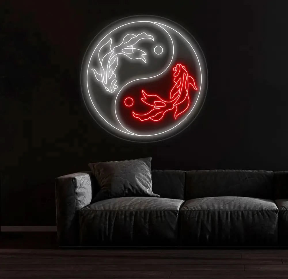 Koi Fish Neon Sign - Custom Japanese Kanji Neon Light Japan-Inspired Decor Unique LED Wall Art Perfect Halloween or