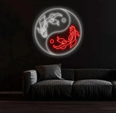 Koi Fish Neon Sign - Custom Japanese Kanji Neon Light Japan-Inspired Decor Unique LED Wall Art Perfect Halloween or