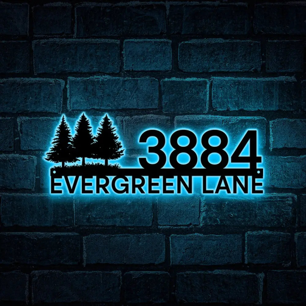 LED Address Metal Art Sign - LED Plug In Light up address plaque Sign - Metal House Numbers - Metal House Number