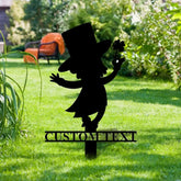 Leprachaun Gnomes House Garden Sign Gnomes Metal Stake Personalized Name Yard Sign Outdoor Door Garden Decor Metal Sign