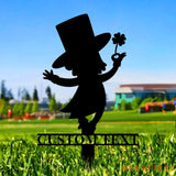 Leprachaun Gnomes House Garden Sign Gnomes Metal Stake Personalized Name Yard Sign Outdoor Door Garden Decor Metal Sign