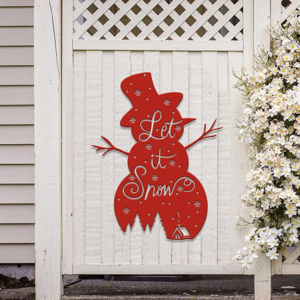 Let It Snow Christmas Metal Sign Snowman Sign Christmas Decor Christmas Decorations Holiday Decor Holiday Wall Art