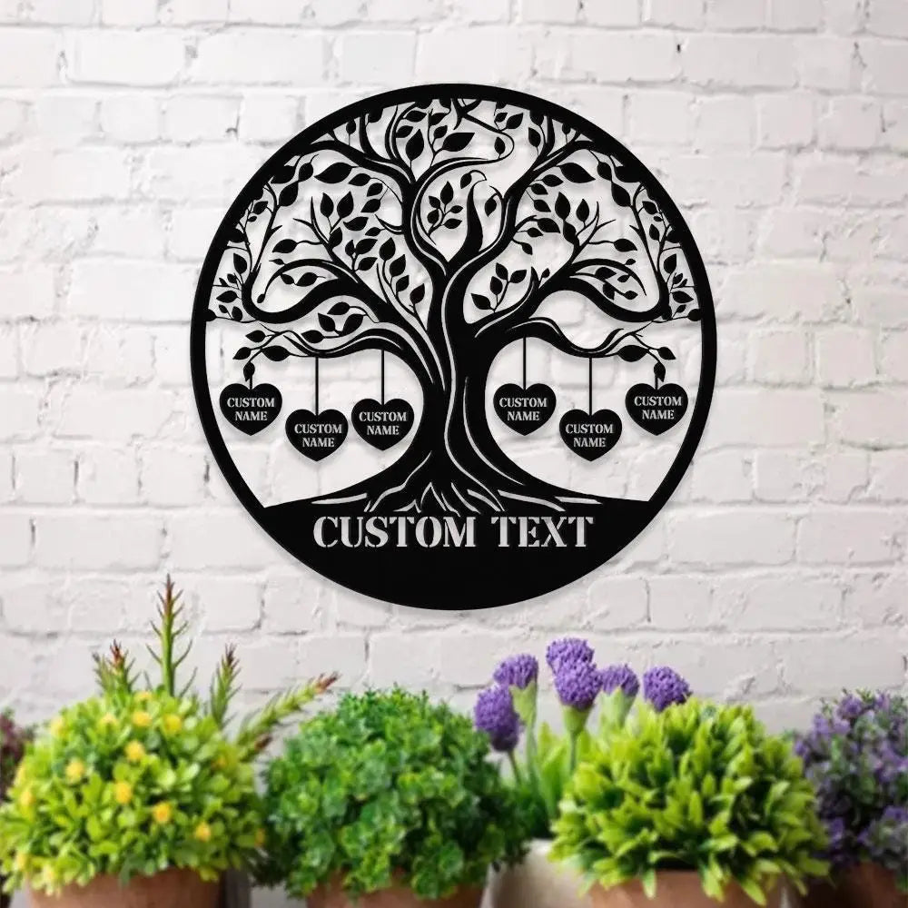 Life Tree Metal LED Sign Personalized Family Name Wall Sign Outdoor Door Garden Decor Metal Sign Housewarming